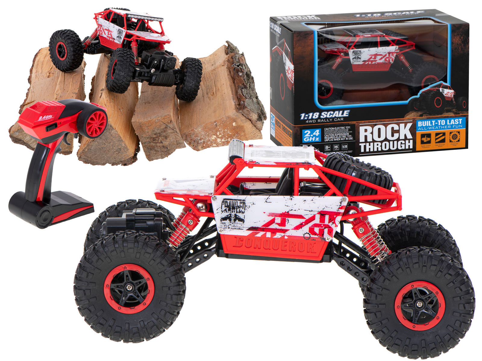 RC auto Rock Crawler HB 1:18 – Terénne diaľkovo ovládané auto 4x4, 2.4GHz, červené