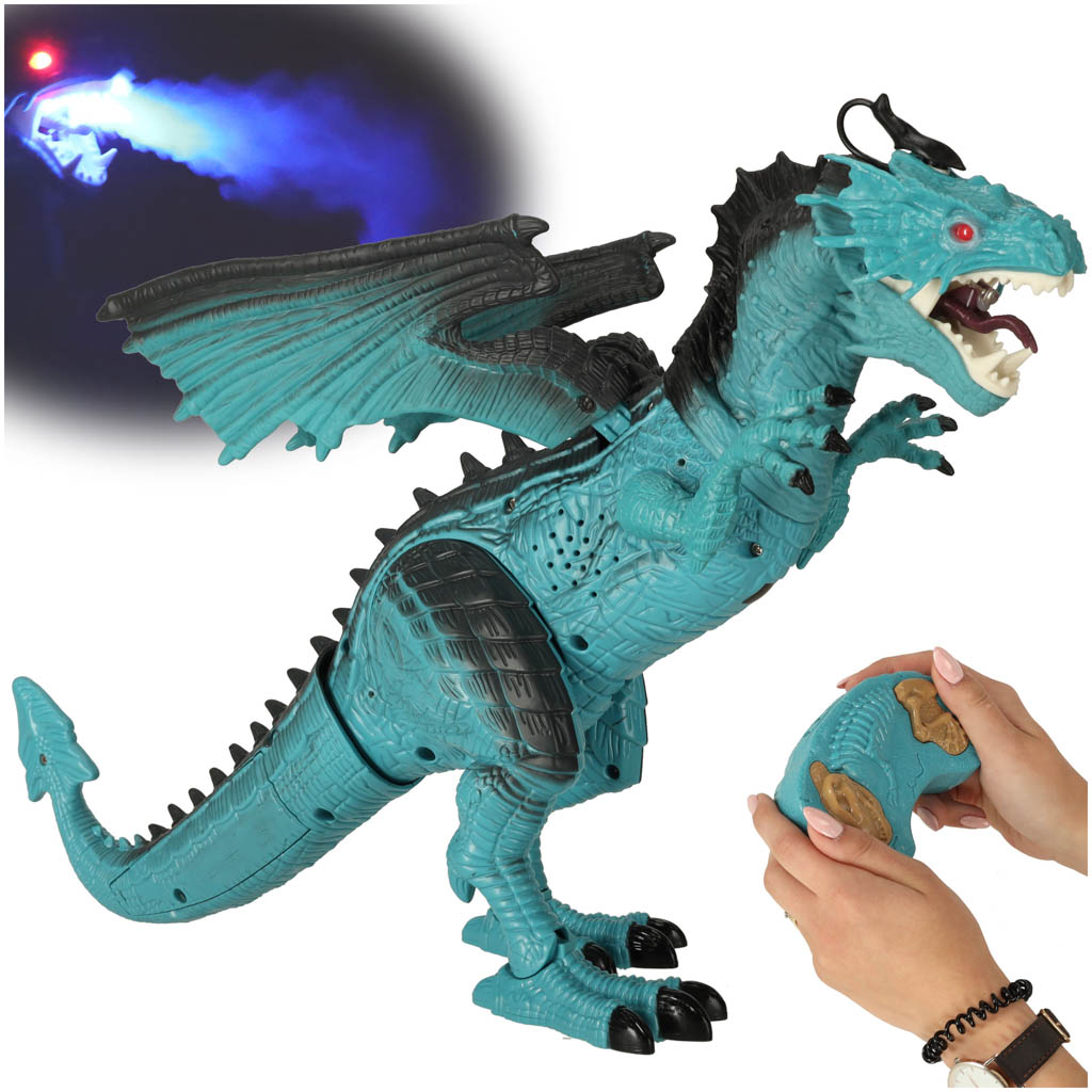 RC DINOSAUR CONTROLLED DRAGON - CHODÍ REVE DÝCHA PARA 41 CM