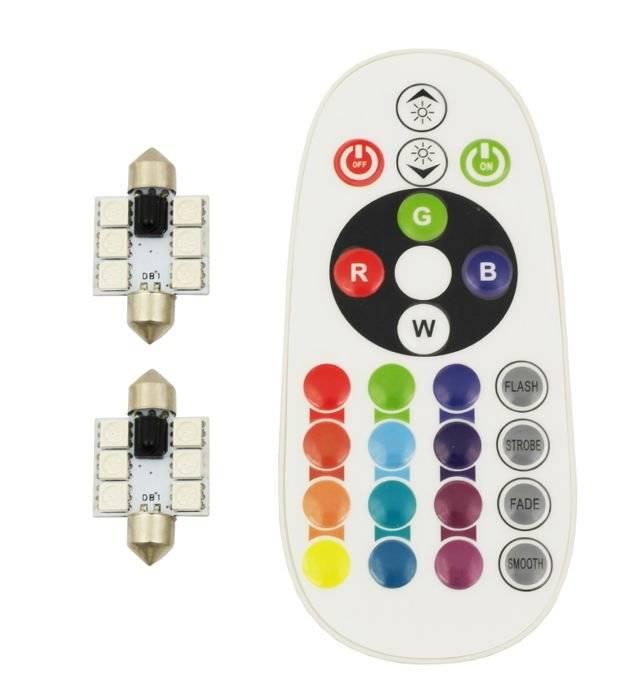 RGB LED AUTO ŽIAROVKA S DIAĽKOVÝM OVLÁDAČOM, C5W 42MM