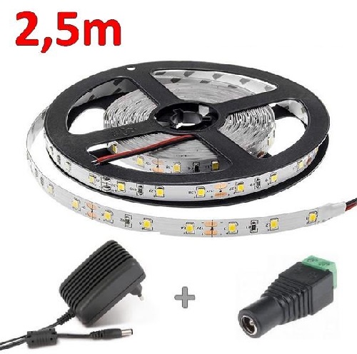 Sada 12W vodeodolný LED pás 2.5m + zdroj, neutrálna biela