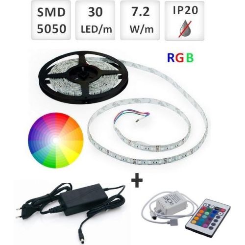 Sada 5m LED pásik 36W RGB 5050 do interiéru + zdroj + RGB ovládač IR