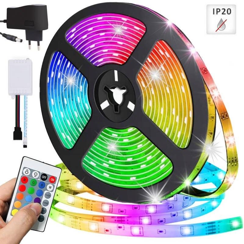 Sada 5M RGB LED pásik do interiéru 25W 300X SMD2835, IP20 + ZDROJ + RGB ovládač