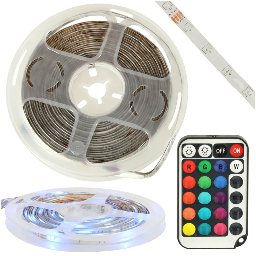 Sada 5M RGB LED pásik do interiéru 25W 300X SMD2835, IP44 + ZDROJ + RGB ovládač
