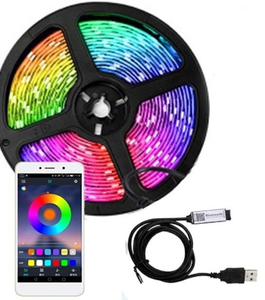 Sada 5m USB zvukovo reaktívny LED svetelný pás RGB Bluetooth