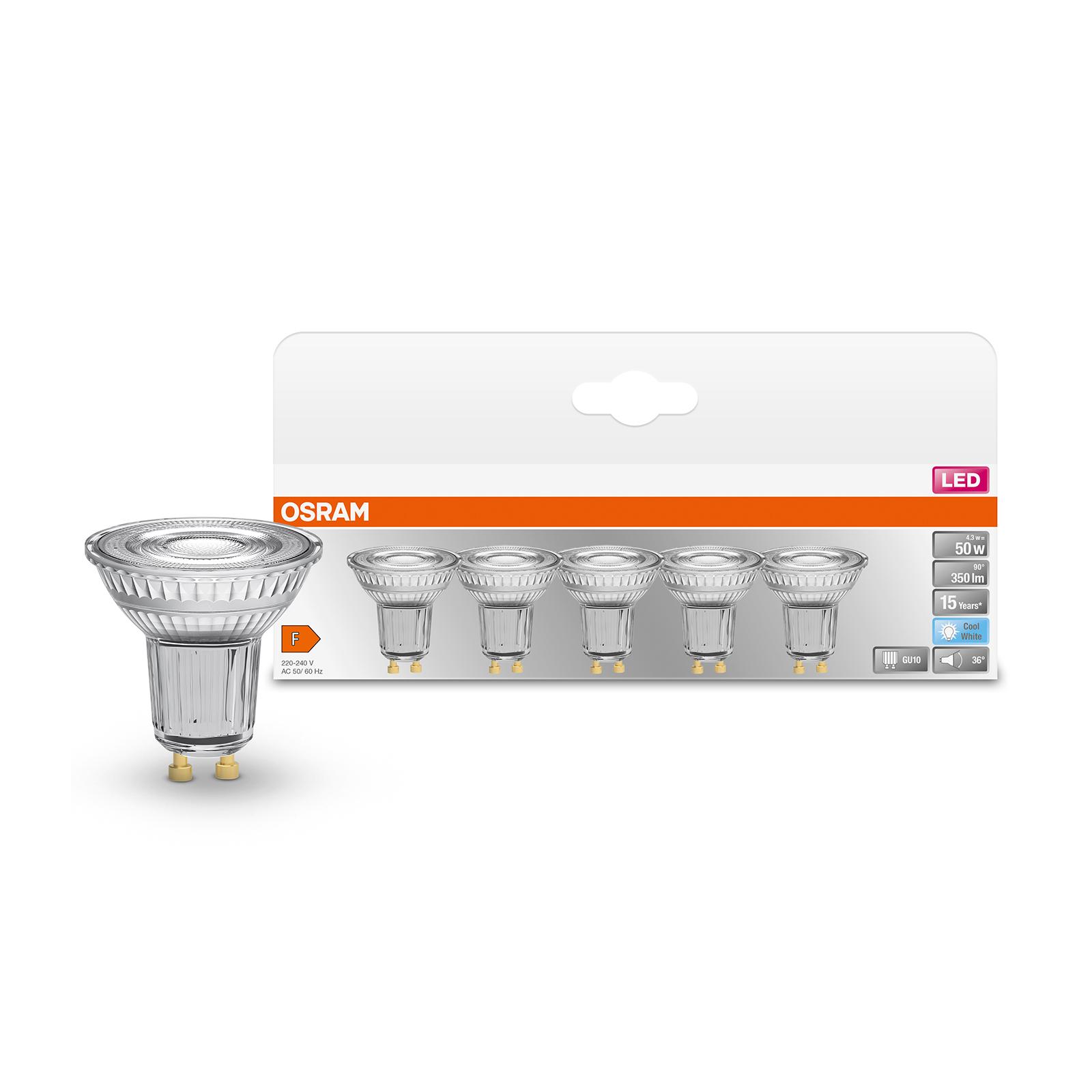 Sada 5x LED žiarovka OSRAM GU10 4,3W 350lm 4000K, STAR