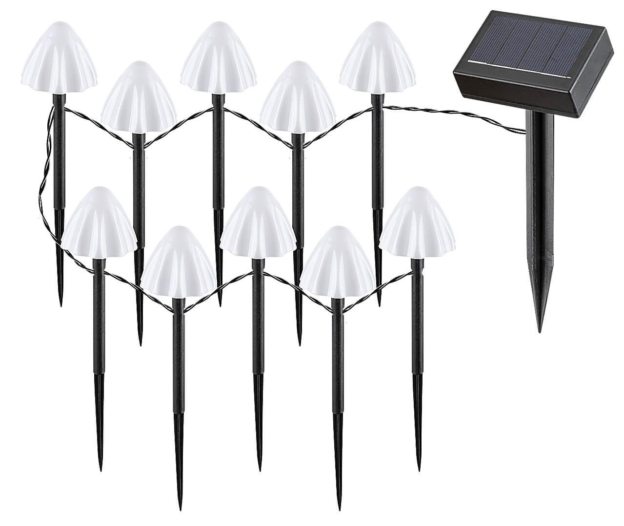 SKADAR 10x2W 2600K IP44 LED solárne záhradné svietidlo čiernobiele