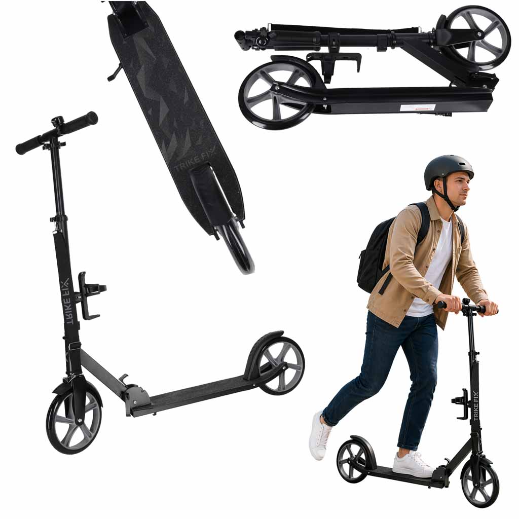 Skladacia mestská kolobežka Trike Fix, kolesá 200 mm, sivá