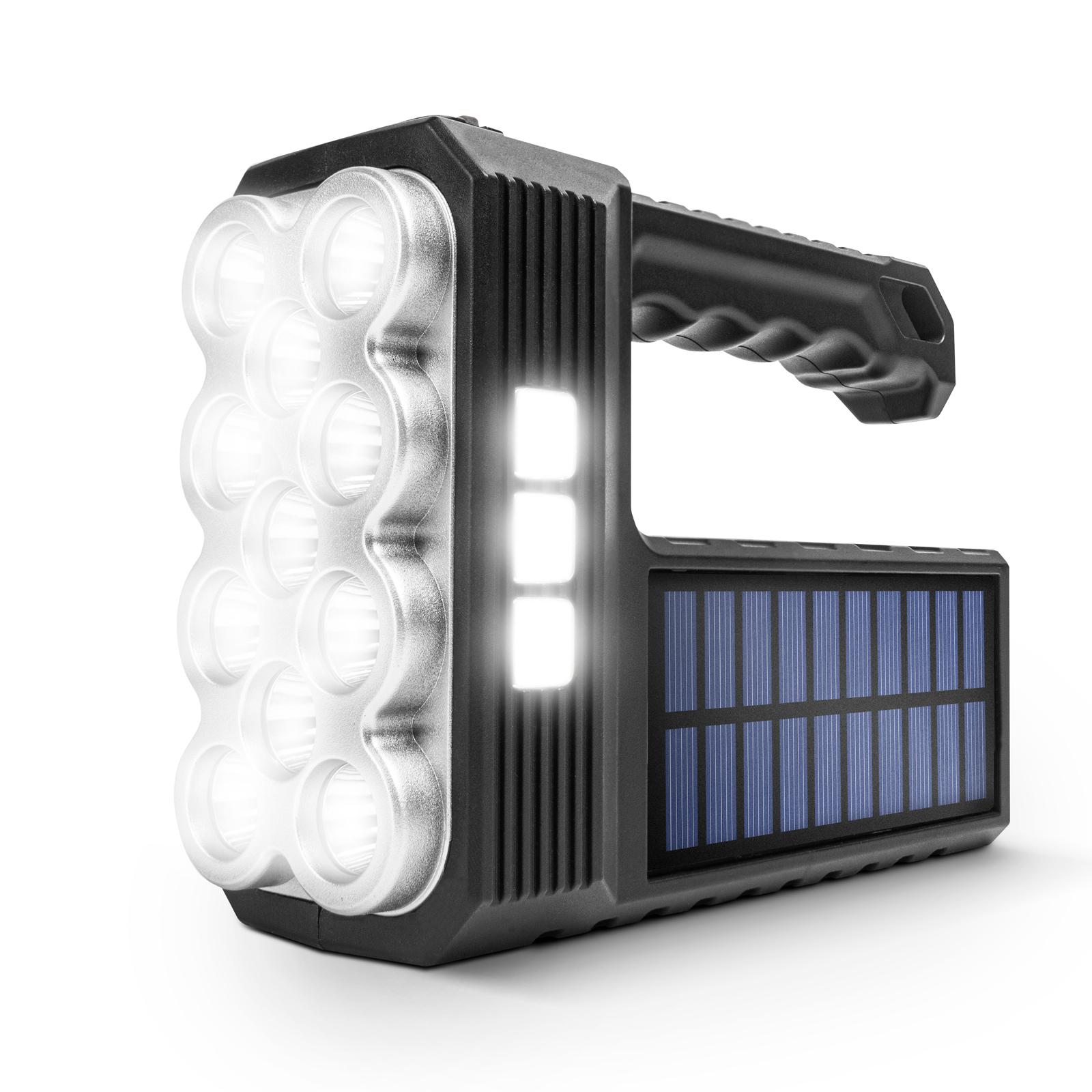 Solárna COB LED baterka s funkciou pracovnej lampy - 1200 mAh - MicroUSB - 1000 lumen - IP55