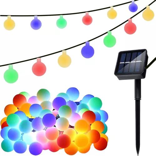 Solárna dekoratívna girlanda multicolor guľe 7m