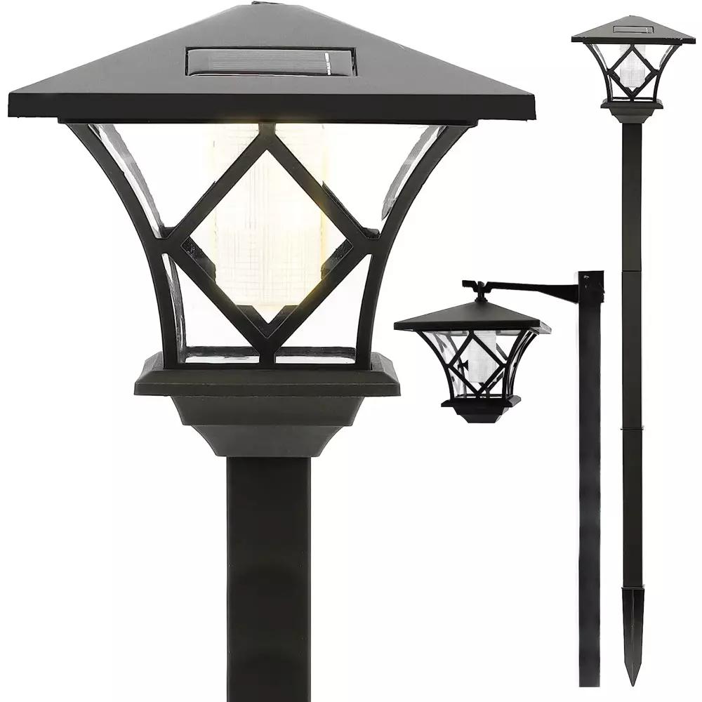 Záhradná solárna lampa, stĺp 150 cm, teplá biela