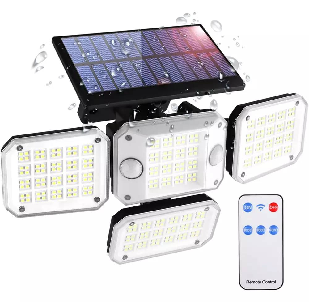 Solárna LED lampa 60W 6500lm studená biela IP65 s 2 senzormi