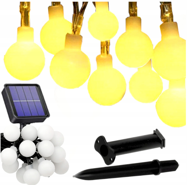 Solárna LED záhradná reťaz - 5 m, 30x LED, 8 režimov
