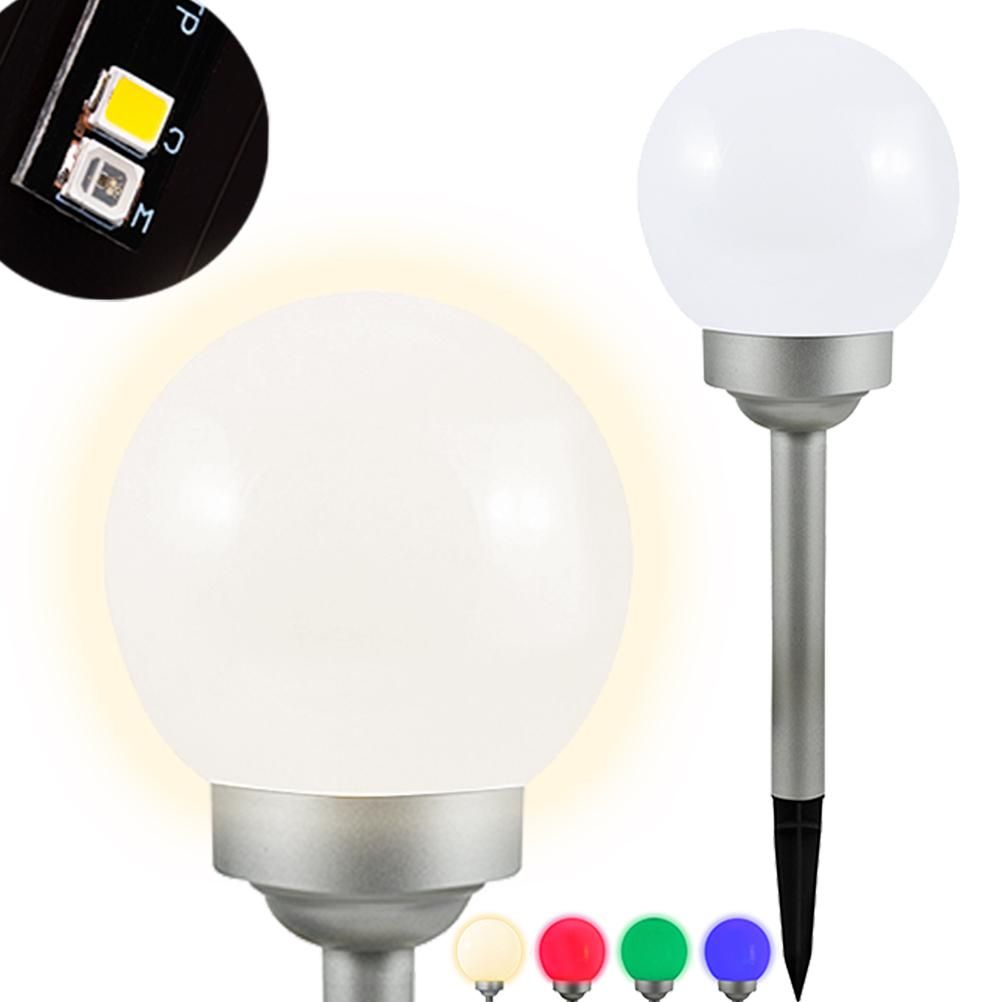 Solárna záhradná LED lampa BALL 20cm Teplá biela + RGB