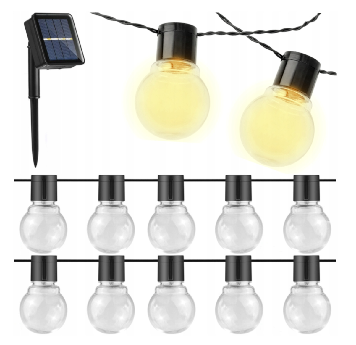 Solárne reťazové svetlo záhradné LED girlandy vonkajšie 5m 10LED IP44