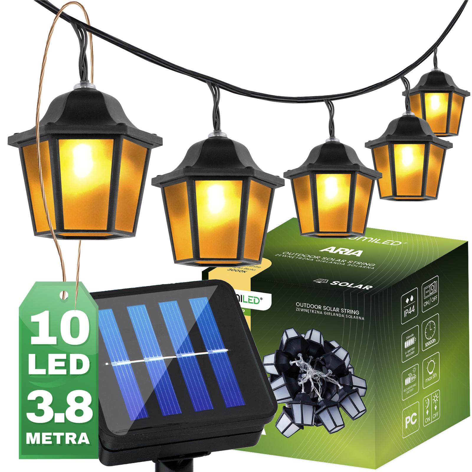Solárne záhradné svietidlo Girland 10x LED 3,8 m 3000K