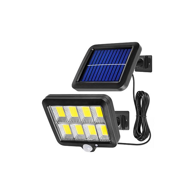 Solárny LED reflektor 6500K IP44 – 8× COB LED, PIR senzor pohybu a súmrakový snímač