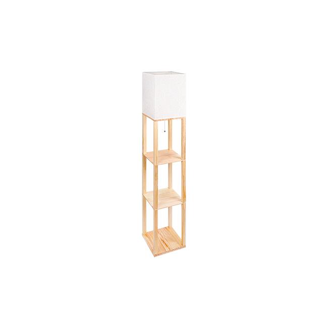 Stojaca lampa Ganto 160 cm s policami, Drevo + látka