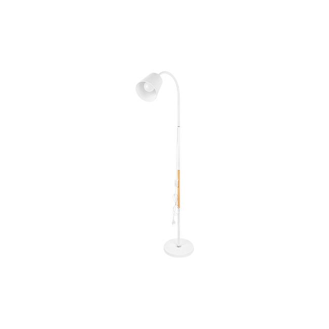 Stojacia lampa Koko E27 145 cm biela s drevenými detailmi