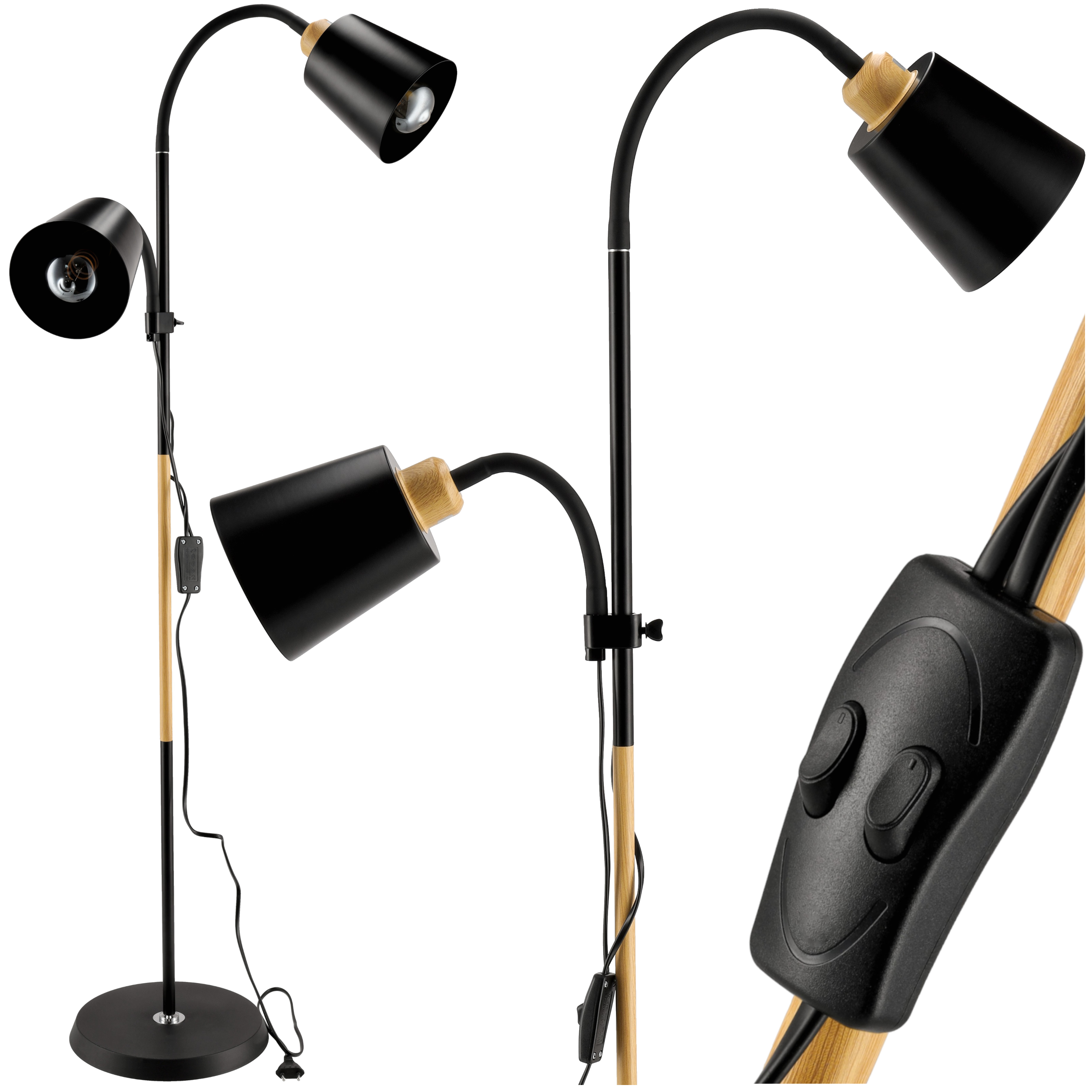 Stojacia lampa LED 2xE27 čierna
