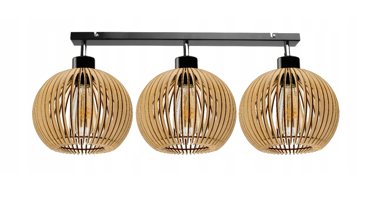 Stropné LED svietidlo 3xE27 - WOOD - čierne