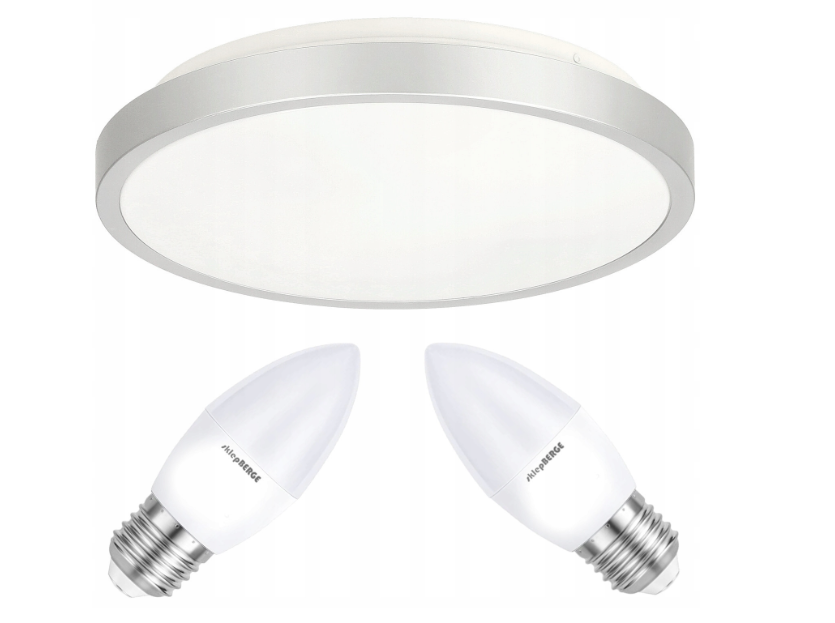 STROPNÉ LED SVIETIDLO SEMO-R SILVER - 2XE27 IP20 + 2X E27 10W SVIEČKA - STUDENÁ BIELA