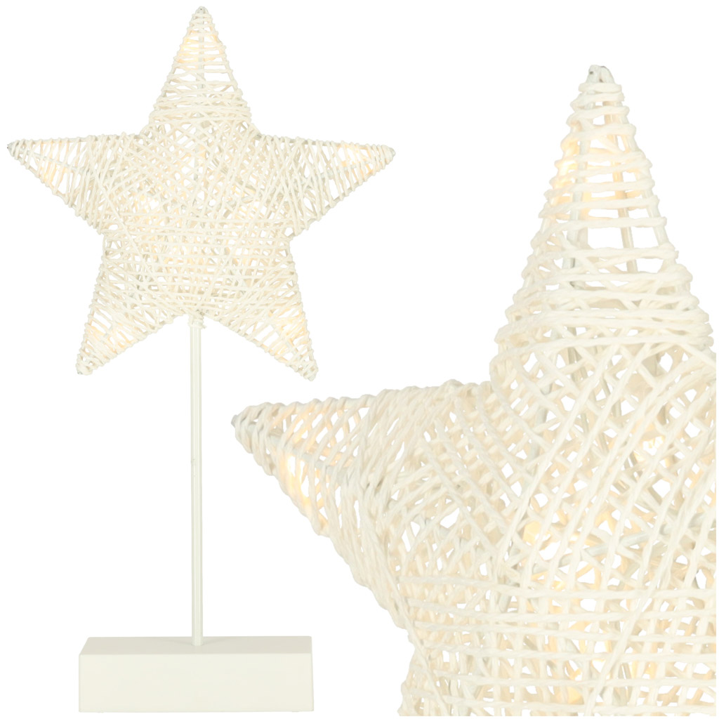 SVIETIACA HVIEZDA VIANOČNÁ DEKORÁCIA 10 LED 39 CM TEPLÁ BIELA