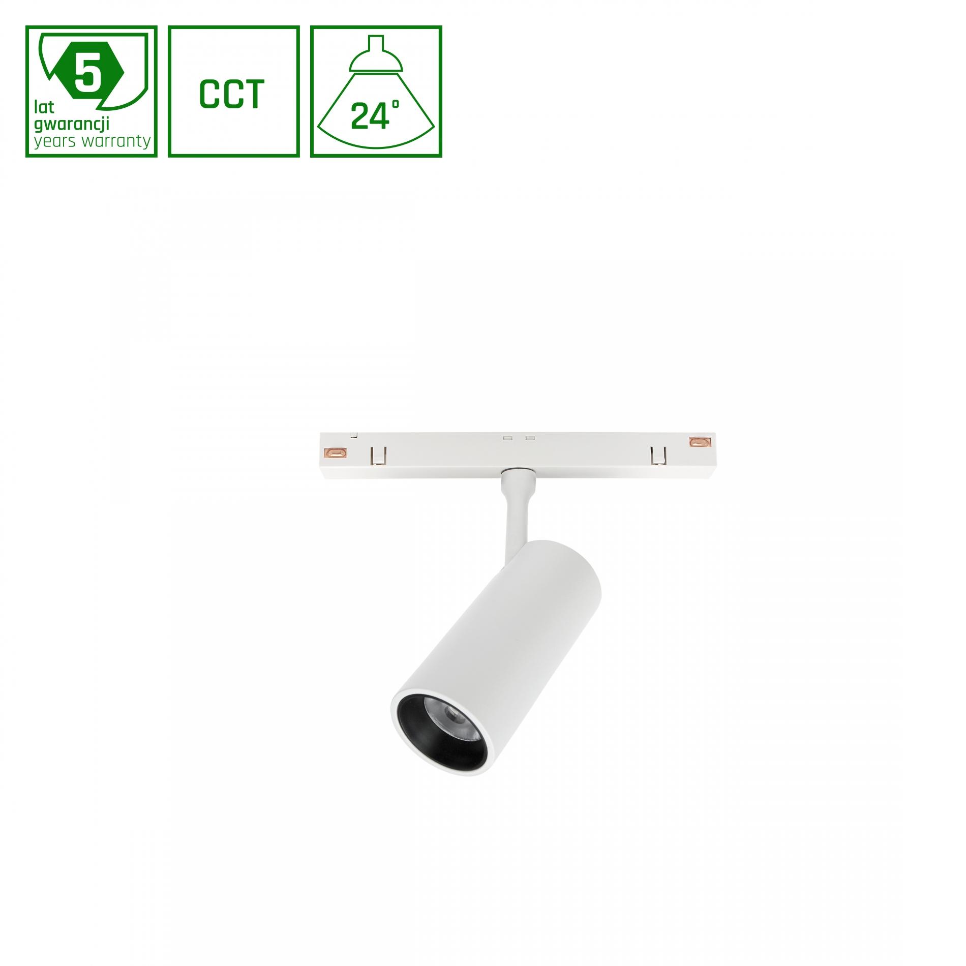 SYSTÉM SHIFT SMART - SPOT S KOĽAJNICOVÉ SVIETIDLO FI35X142X106MM 6W 24° BIELE CCT/DIM