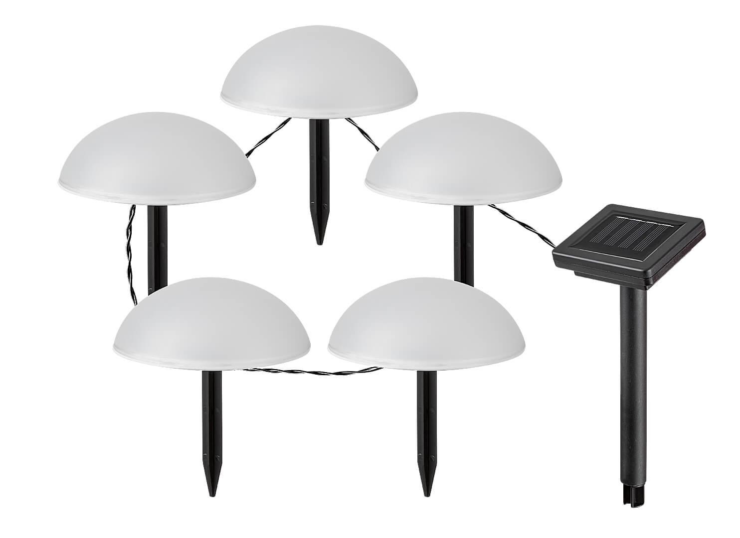 Polokruhové solárne LED záhradné svietidlo 5x1W 4000K IP44