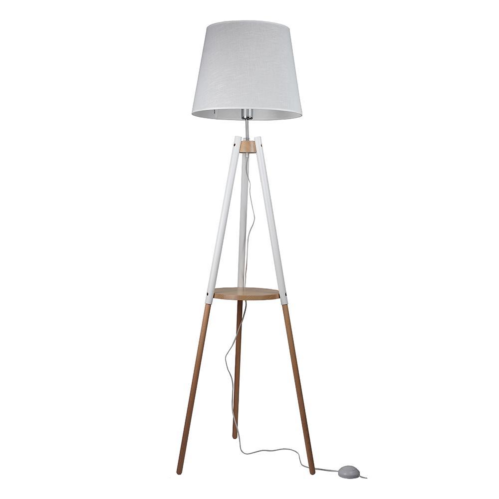 VAIO WHITE stojaca lampa – biela drevená škandinávska E27