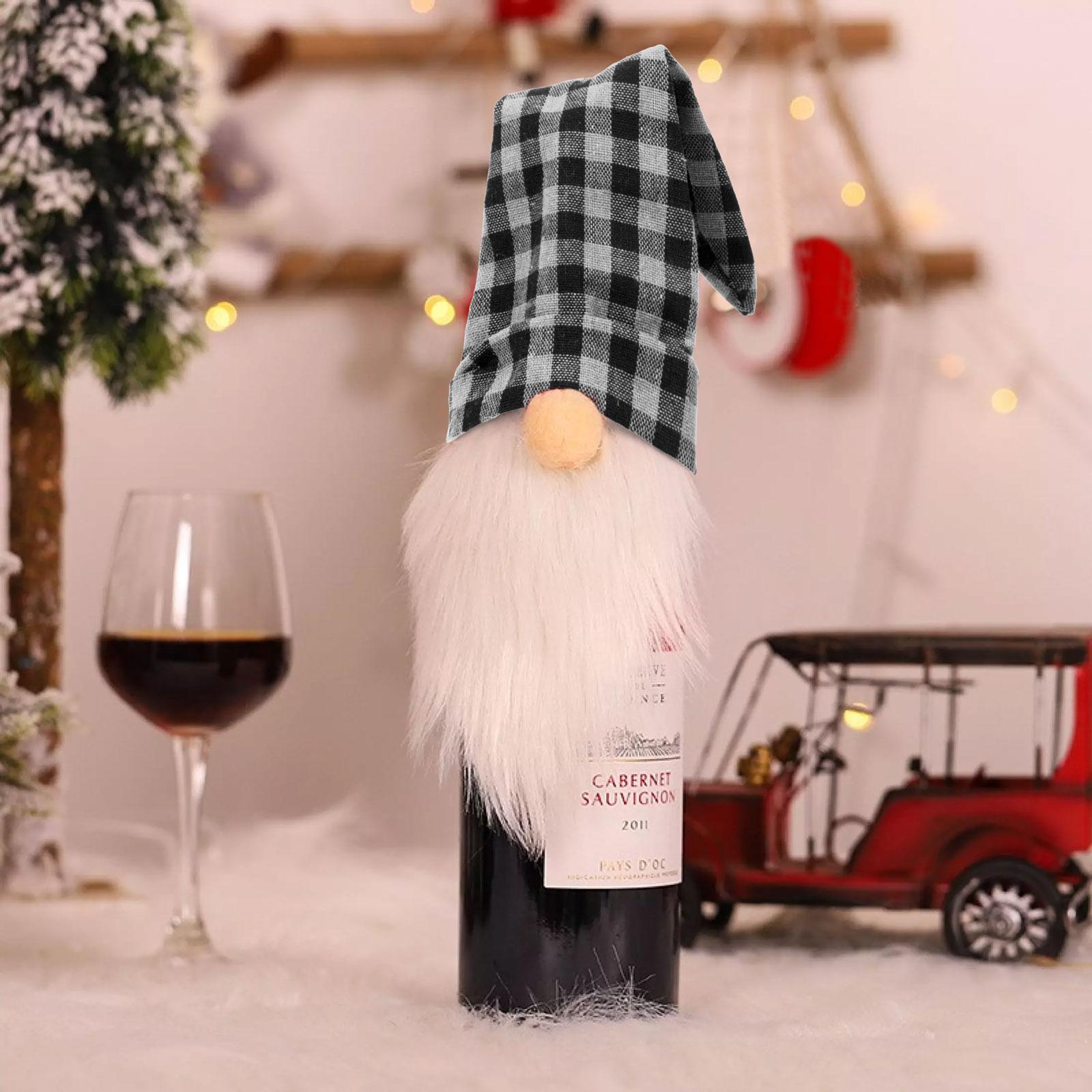 VIANOČNÁ DEKORÁCIA NA FĽAŠE - BIELO KOCKOVANÝ TRPASLÍK - POLYESTER - 40 X 12 CM