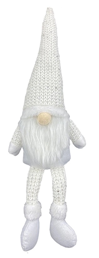 VIANOČNÝ TRPASLÍK S BRADOU, BIELY, 47 CM