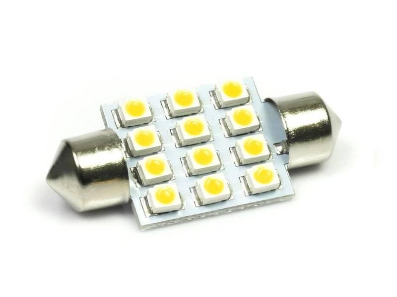 AUTO LED ŽIAROVKA C5W 12 SMD 1210 TEPLÁ BIELA 31 mm, 39 mm, 42 mm.