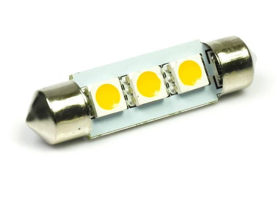 WW AUTO LED ŽIAROVKA C5W 3 SMD 5050 TEPLÁ BIELA, 39 mm. 42 mm