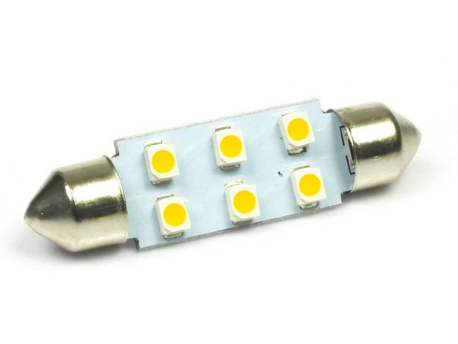 WW AUTO LED ŽIAROVKA C5W 6 SMD 1210 TEPLÁ BIELA