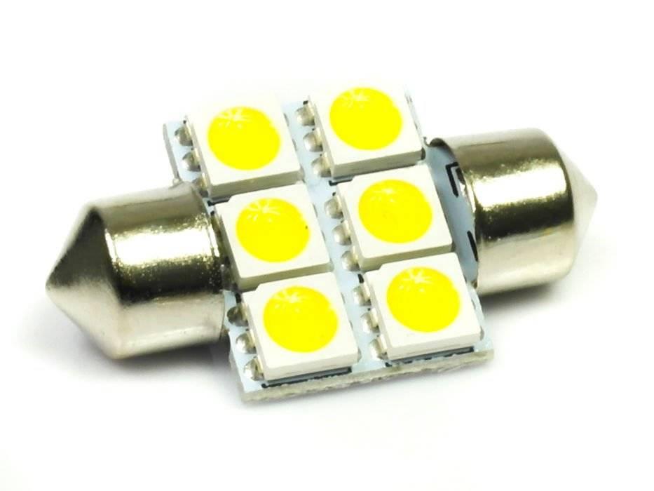 AUTO LED ŽIAROVKA C5W 6 SMD 5050 TEPLÁ BIELA, 31 mm. 36 mm. 39 mm. 42 mm