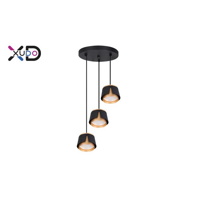 Závesné svietidlo x3 GX53 čierna+zlatý kruh XD-IK259B