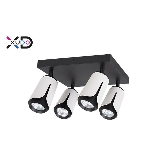 GU10 LED nástenné svietidlo x4 biele + čierny štvorec XD-IK274W