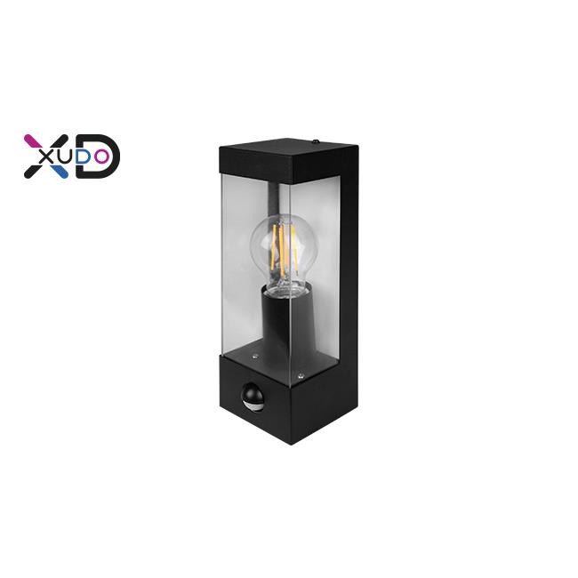 E27 LED IP44 PC PIR nástenné svietidlo čierne XD-QA101S