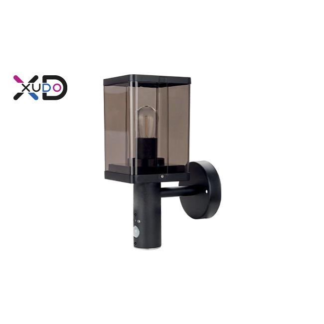 E27 LED IP44 Smoke PIR nástenné svietidlo čierne XD-QA132S