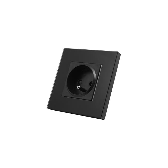 Zásuvka 230V pre rámy – jednoduchá, francúzsky typ, čierna