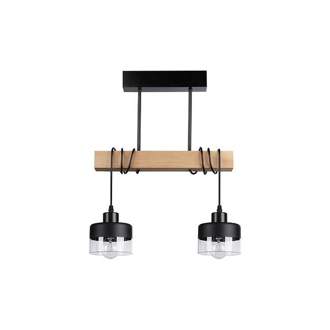 Závesná lampa E27 Stark x2 40 cm čierna + drevo (dub)