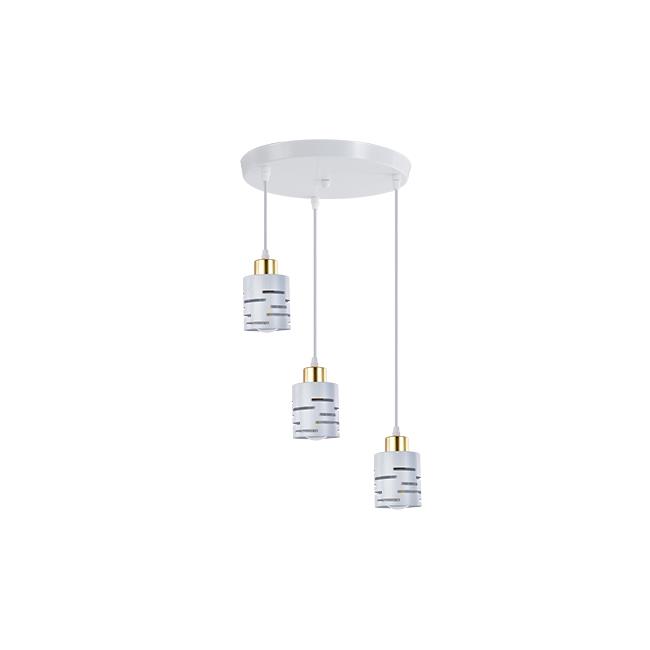 Závesná lampa Elen x3 E27 okrúhla biela+zlatá