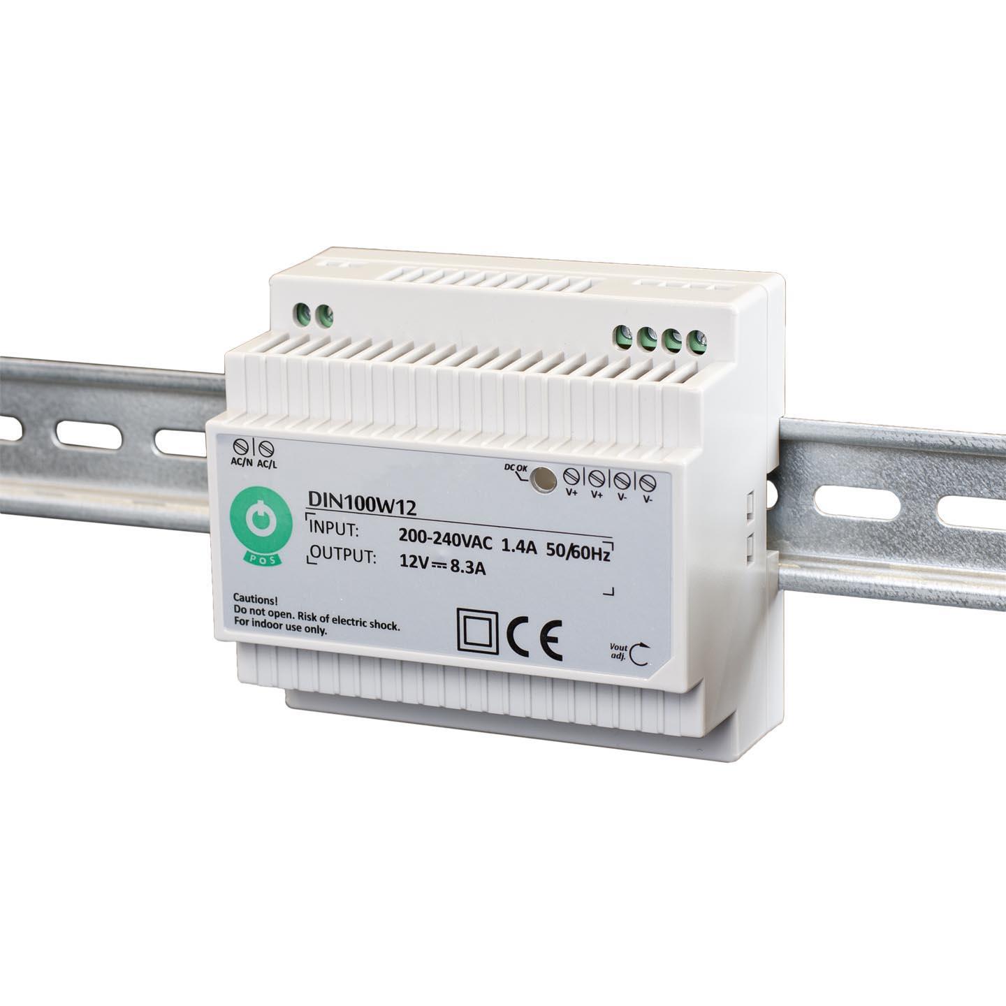 ZDROJ POS NA LIŠTU DIN 100W 24V DC 4,15A DIN 100W 24