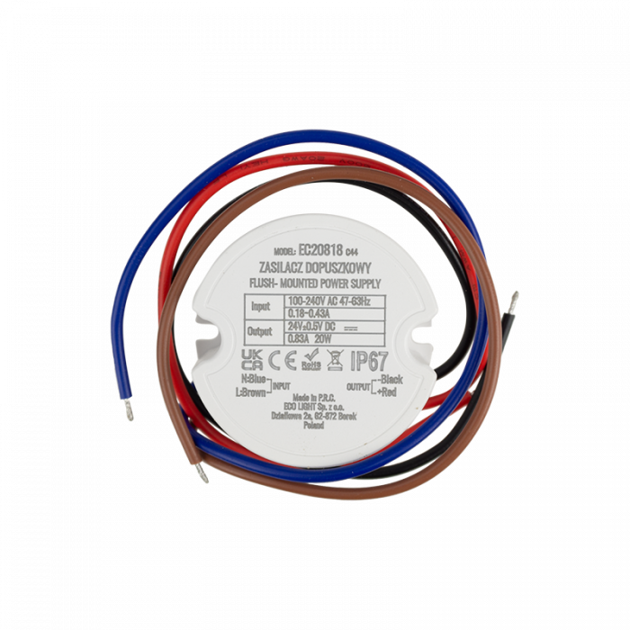 Zdroj pre fi60 box 1,2A 20W 24V IP67 50x50x22
