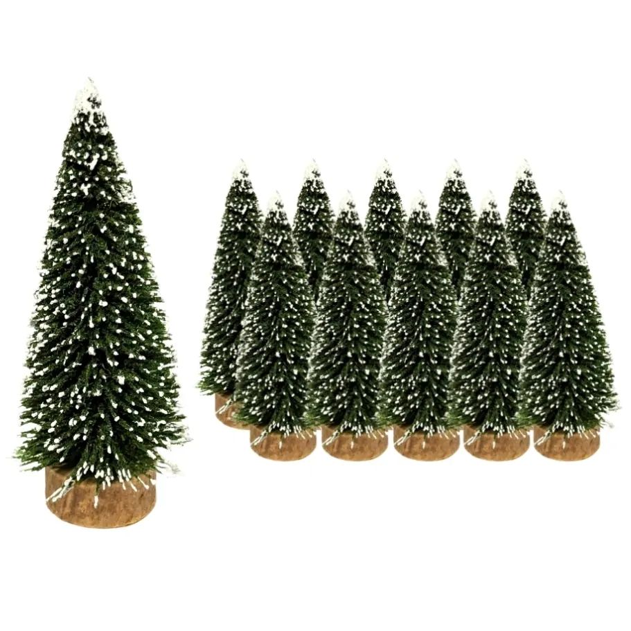 Zelené vianočné stromčeky – sada 10 ks, dekorácia na kmeni, výška 11 cm