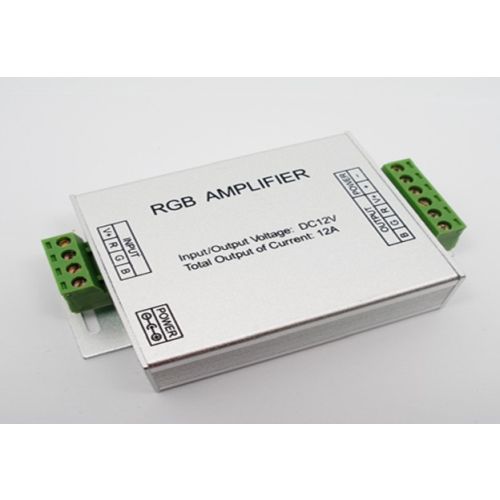 Zosilovač LED RGB 12V / 24V 24A v kovovom púzdre
